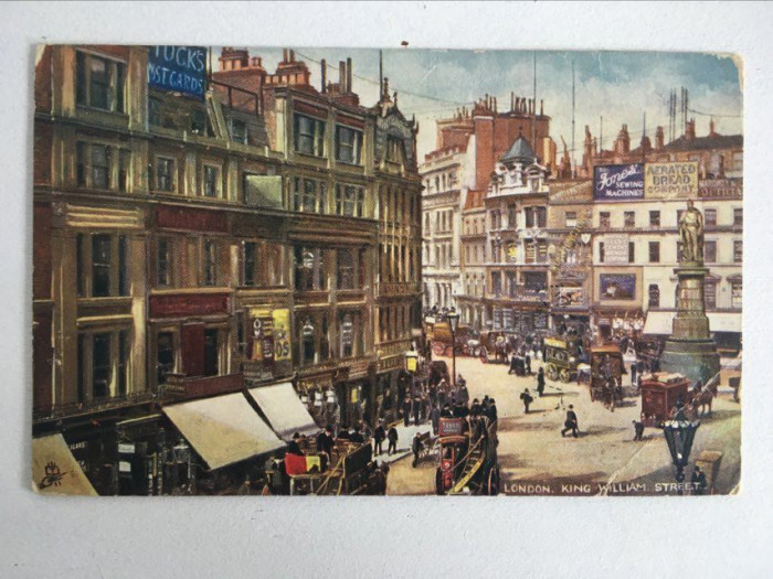 Carte postala veche 1908 UK London King William Street Raphael Tuck circulata