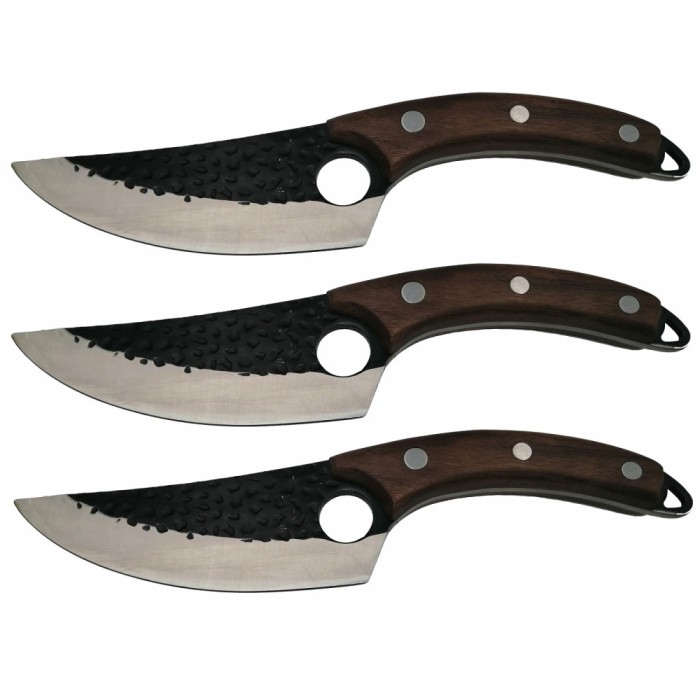 Set trei cutite macelarie DEPOX&reg;, lucrate manual, Fine Cook, 27.5 cm, maro, teaca piele inclusa