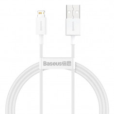 Cablu Alimentare si Date Baseus Superior Fast Charging USB la Lightning Iphone 2.4A 1m Alb foto