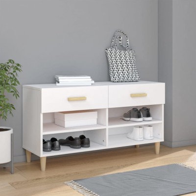 vidaXL Pantofar, alb, 102x35x55 cm, lemn compozit foto
