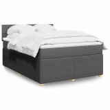 VidaXL Pat box spring cu saltea, gri &icirc;nchis, 140x190 cm, textil 3287452
