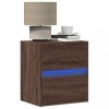 Gossi noptiere montate pe perete cu lumini led, 2 buc., stejar maro