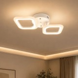 Lustra LED Alessandro DESIGN 27W, 2 Patrate, Lumina Neutra 4000K, Alb, Acrilic, 40x40x8 cm, 2777 lm