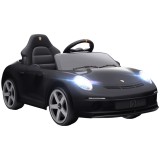 AIYAPLAY Mașină pentru Copii 3-5 Ani cu Licență Oficială RUF GT, Telecomandă, Centură de Siguranță și Muzică, Negru | Aosom Romania