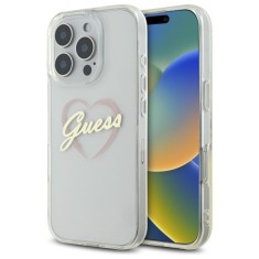 Husa Guess Hardcase IML Heart iPhone 16 Pro Max, transparenta, GUHCP16XHCHGSPT foto