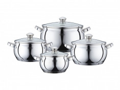 Set 4 cratite Inox cu capac Lara Peterhof,2.1, 3. 4, 6.9 Litri, 8 piese,fund 5 straturi foto