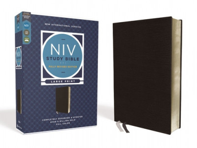 NIV Study Bible, Fully Revised Edition, Large Print, Bonded Leather, Black, Red Letter, Comfort Print foto