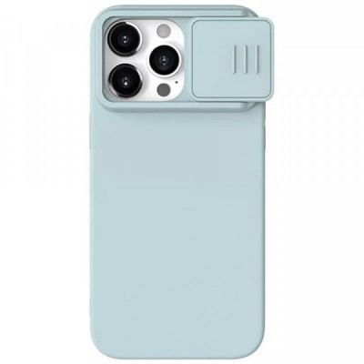 Husa MagSafe pentru Apple iPhone 15 Pro Max, Nillkin, CamShield Silky, Albastra foto