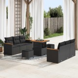 vidaXL Set de canapele pentru grădină 9 pcs Negru poliratan 3362994