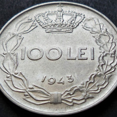 Moneda istorica 100 LEI ROMANIA / REGAT, anul 1943 *cod 3768 A = excelenta