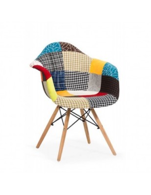 Scaun living BUC 243 Patchwork, stofa, cadru lemn, 110 kg foto