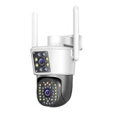 Camera de supraveghere dubla, WIFI, 4G, Full HD, cu alarma integrata, detectare umana, de exterior, rezistenta la apa, recunoastere amprentei, audio b