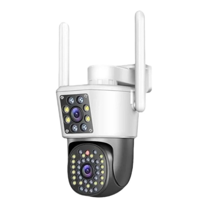 Camera de supraveghere dubla, WIFI, 4G, Full HD, cu alarma integrata, detectare umana, de exterior, rezistenta la apa, recunoastere amprentei, audio b