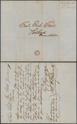 United States 1847 Stampless Cover + Content New York to Portland DB.432 foto