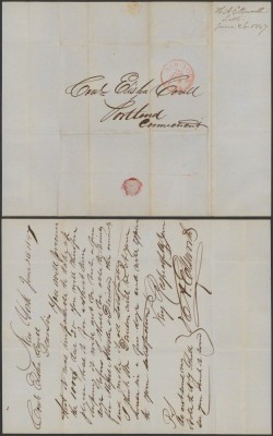 United States 1847 Stampless Cover + Content New York to Portland DB.432 foto