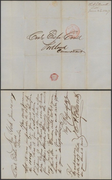 United States 1847 Stampless Cover + Content New York to Portland DB.432