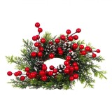 Inel Decorativ Lumanare Craciun, Model Brad, Culoare Verde, Diametru 24cm, Oem