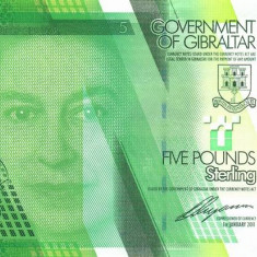 GIBRALTAR █ bancnota █ 5 Pounds █ 2011 █ P-35 █ Prefix A/AA █ UNC █ necirculata