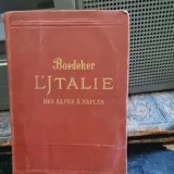 Baedeker L'Jitalie des Alpes a Naples 1909, Ghid de calatorie, Editura Ollendorff, Germana, Coperta cartonata