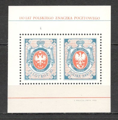 Polonia.1990 130 ani marca postala-Bl. MP.240 foto