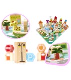 Set 120 Piese Blocuri Din Lemn Pentru Copii, Puzzel Educational, Oem