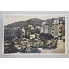 KARLSBAD - DR. BECHERPLATZ , CARTE POSTALA ILUSTRATA , MONOCROMA , CIRCULATA , 1919