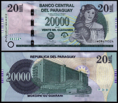 PARAGUAY █ bancnota █ 20000 Guaranies █ 2017 █ P-238c █ Serie H █ UNC foto