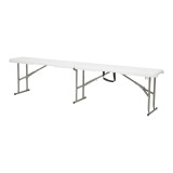 Bancă pliabilă Mirpol Vivid, HDPE, 183x28x43cm, Sarcina 180kg, Albă
