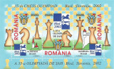 Romania, LP 1595/2002, A 35-a Olimpiada de Sah, Bled, Slovenia, triptic, MNH, Nestampilat