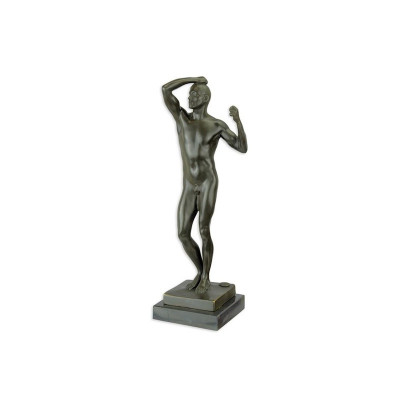 Adam - statueta din bronz pe soclu din marmura BX-6 foto