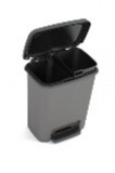 Coș de reciclare KIS Compatta, 11+11L, negru/gri, 28x38x43 cm, pentru gunoi