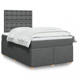 Gossi pat box spring cu saltea, gri inchis, 120x200 cm, textil