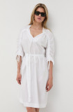 Cumpara ieftin BOSS rochie din bumbac culoarea alb, mini, evazati