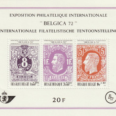 Belgia 1970-Expo "Belgica" '72,Expozitii,Regi, Lei,Bloc dantelat ,MNH,Mi.Bl.42