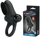 Inel Penis Pretty Love Penis Ring 2, 10 Moduri Vibratii, Silicon, Negru