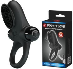 Inel Penis Pretty Love Penis Ring 2, 10 Moduri Vibratii, Silicon, Negru