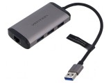 Hub USB RJ45 x3 USB 3.0 neagră, Vention