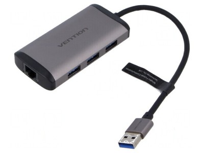 Hub USB RJ45 x3 USB 3.0 neagră foto