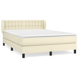 Cumpara ieftin Pat box spring cu saltea, crem, 140x190 cm, piele ecologica