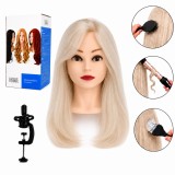 Cap de manechin coafură Jessica, păr natural uman 40 cm, cu stativ