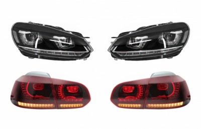 RHD Faruri LED cu Stopuri Full LED Semnal Dinamic VW Golf 6 VI (2008-2013) R20 U Design Performance AutoTuning foto