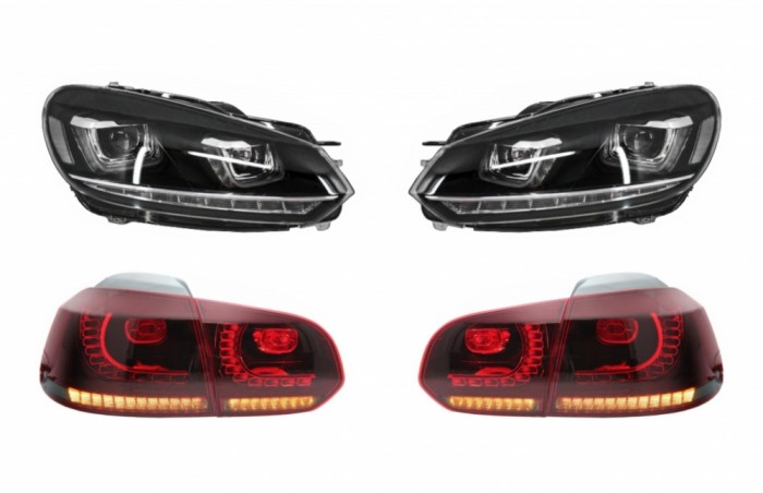 RHD Faruri LED cu Stopuri Full LED Semnal Dinamic VW Golf 6 VI (2008-2013) R20 U Design Performance AutoTuning