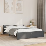 VidaXL Cadru de pat dublu, gri, 135x190 cm, lemn masiv 815021