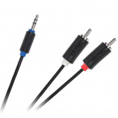Cablu audio Cabletech, jack stereo 3.5 mm - 2 x RCA tata, 1.8 m, Negru foto