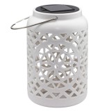 Felinar decorativ solar LED pentru exterior, alb, 12x12x18,5 cm