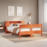 VidaXL Pat cu bibliotecă fără saltea maro 140x190 cm lemn masiv de pin 3322956