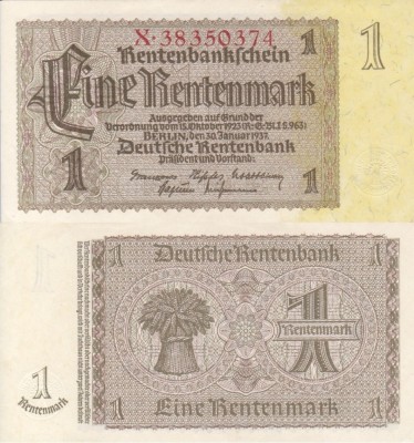 GERMANIA 1 rentenmark 1937 AUNC/UNC!!! foto