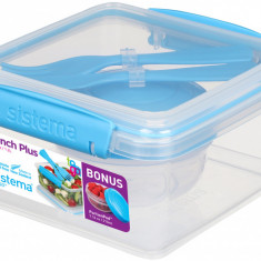 Cutie alimente cu tacamuri din plastic si mini bol Sistema Lunch Plus To Go 1.2L