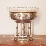 FRUCTIERA-CENTRU DE MASA DIN METAL ARGINTAT SI CRISTAL- LENK AUSTRIA- ANII 20