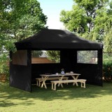 vidaXL Cort pliabil pentru petreceri cu 3 pereți laterali, negru 4004974